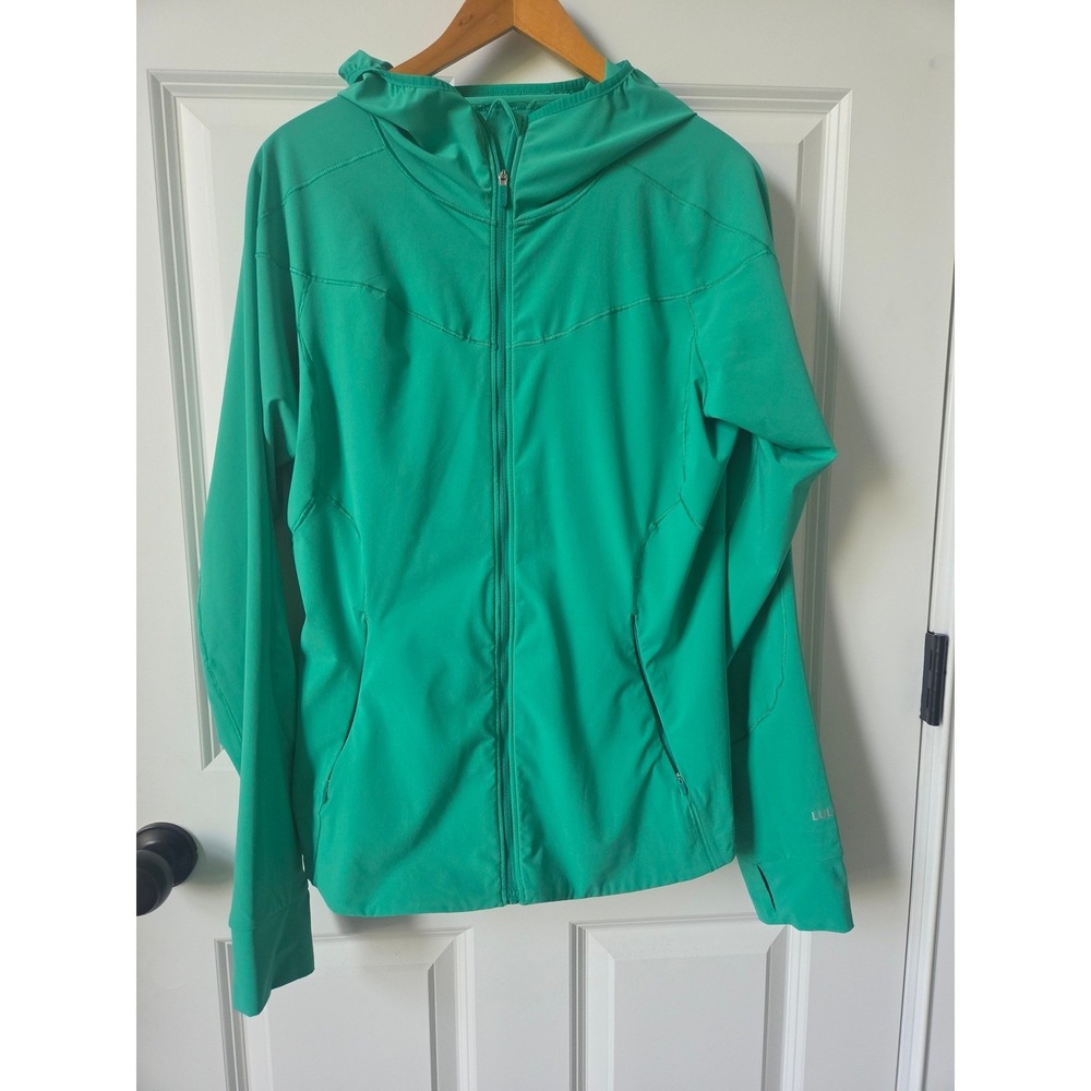 Lululemon Mist Over Windbreaker Jacket Kelly Green Women's Size 10 Hooded
